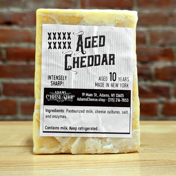 A half-pound block of 10X Aged Cheddar.