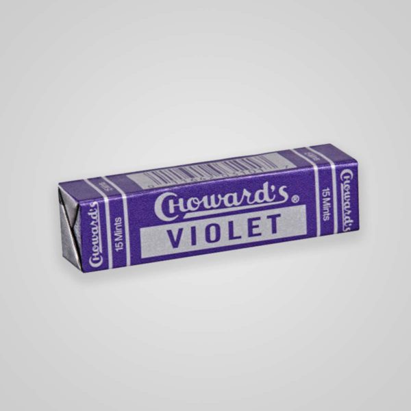 A pack of Choward's Violet Mints.