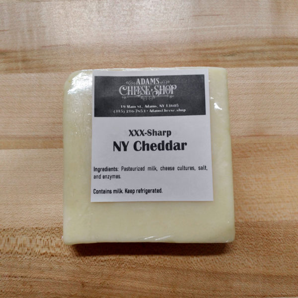 Block of 3X-sharp aged NY Cheddar cheese.