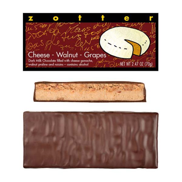 Zotter Cheese-Walnut-Grapes chocolate bar