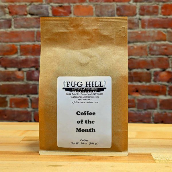 A bag of Tug Hill Artisan Roasters' Coffee of the Month.