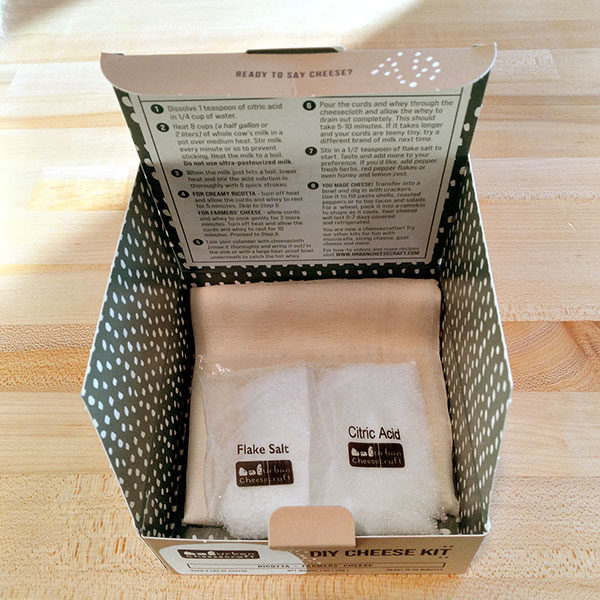 DIY Cheese Starter Kit, opened box.