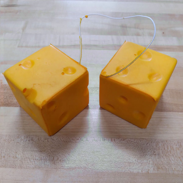 Cheesy car mirror dice set by Original Cheesehead.