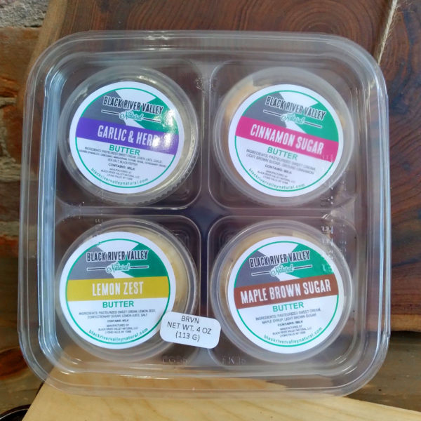A 4-pack sampler of Black River Valley Natural flavored butters.