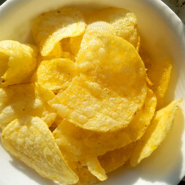 A closeup of White Truffle Potato Chips.