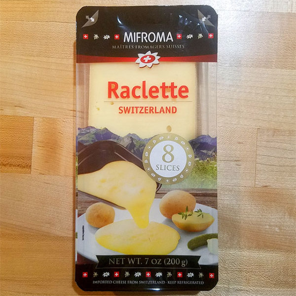 Package of Raclette Cheese from Switzerland.