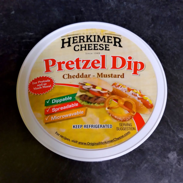 Container of Pretzel Dip.