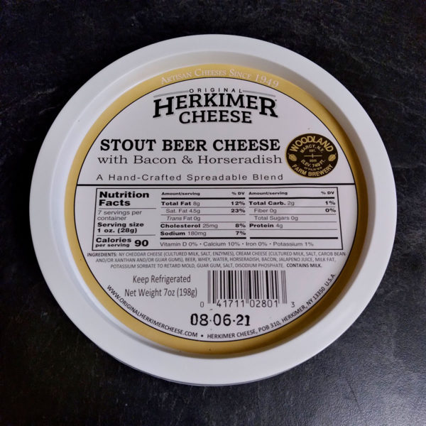 Container of Stout Beer Cheese with Bacon and Horseradish.