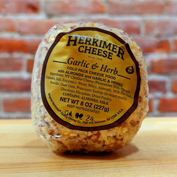 Original Herkimer County Cheese Co. Garlic & Herb Cheese Ball, in package.