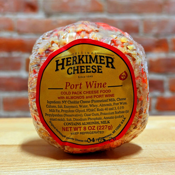 Original Herkimer County Cheese Co. Port Wine Cheese Ball, in package.