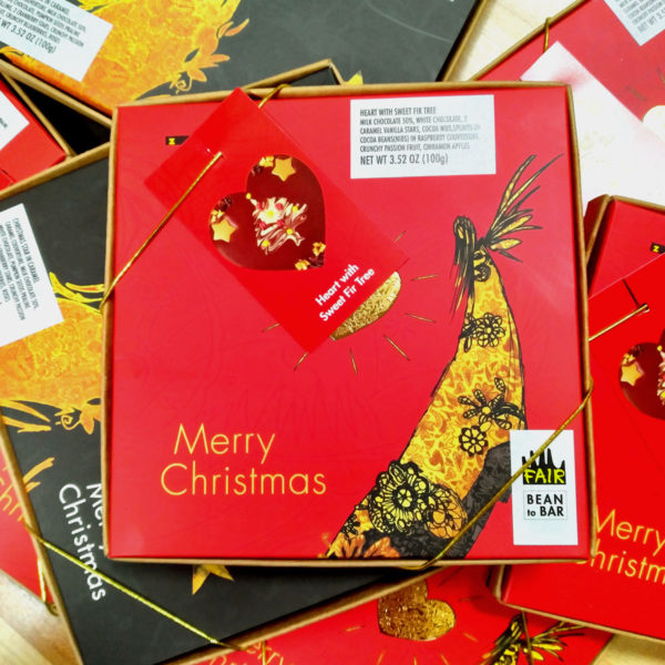 An assortment of holiday-themed Mi-xing chocolate.
