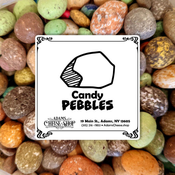 Label for Candy Pebbles.