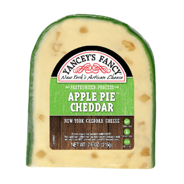A wedge of Apple Pie Cheddar cheese.