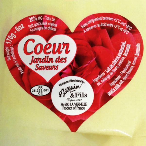 Label from Cœur Jardin des Saveurs cheese.