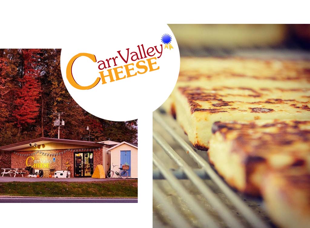 Collage of Carr Valley Cheese imagery.