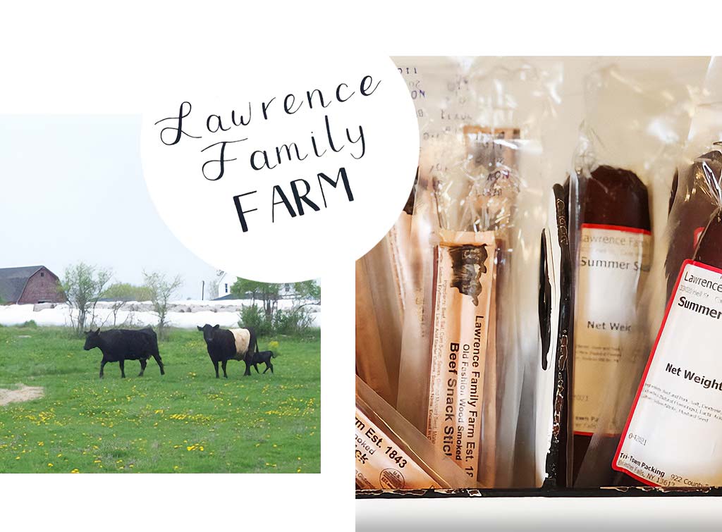 Collage of Lawrence Family Farm imagery.