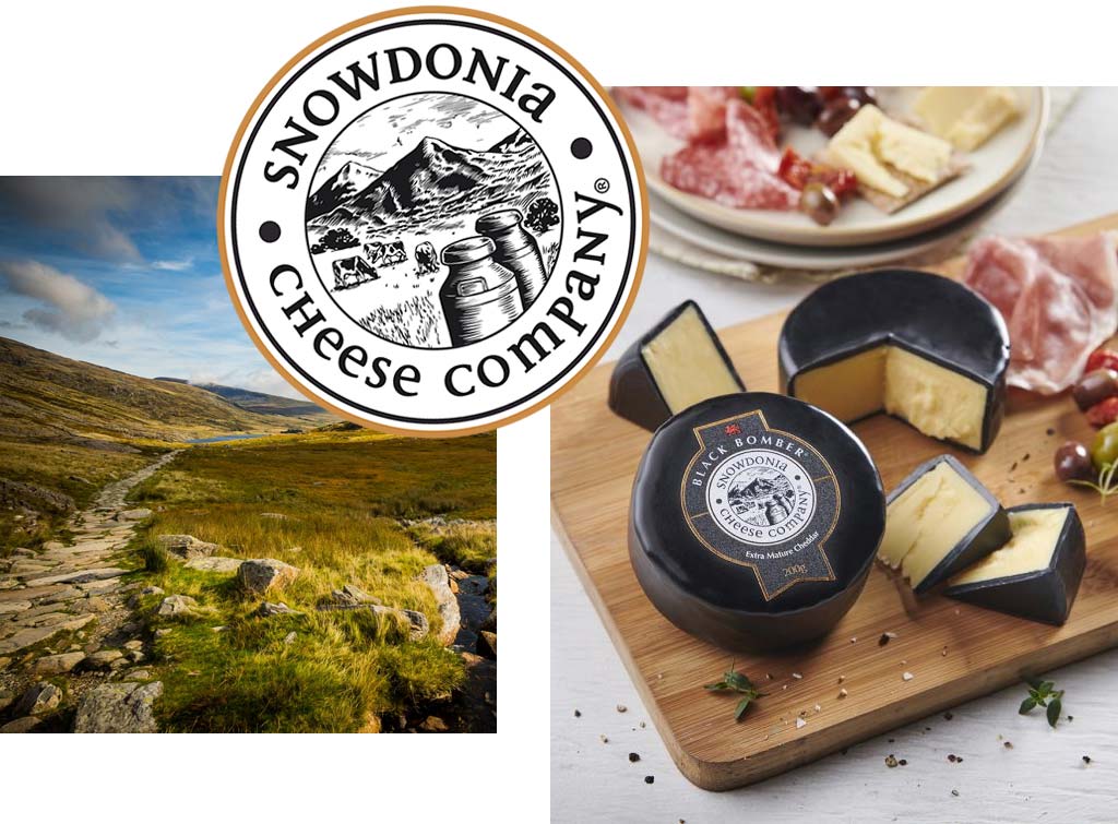 Collage of Snowdonia Cheese Company imagery.