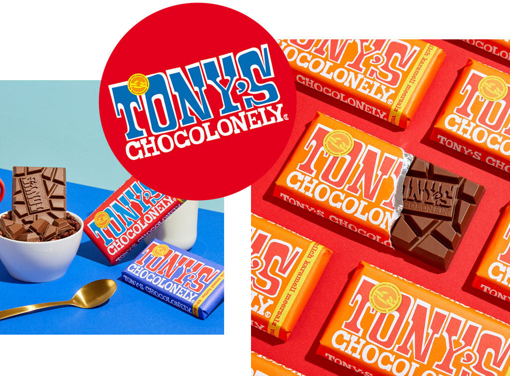 Collage of Tony's Chocolonely imagery.