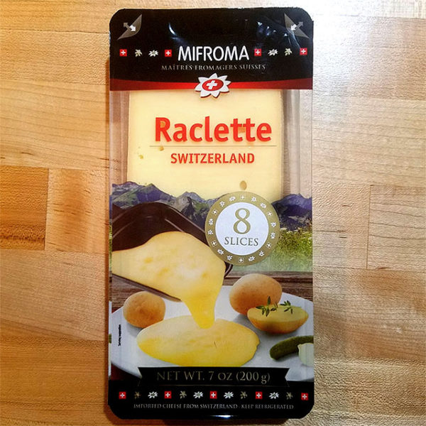 A package of Mifroma Raclette Switzerland cheese.