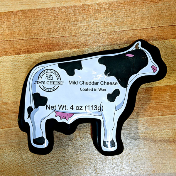Mild Waxed Cheddar, Cow Shaped (4 oz.) - Jim's Cheese