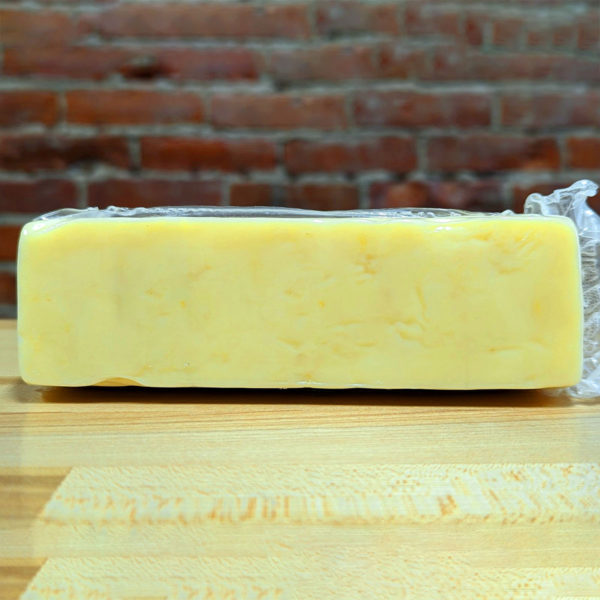 Reverse view of Garlic Cheddar cheese.