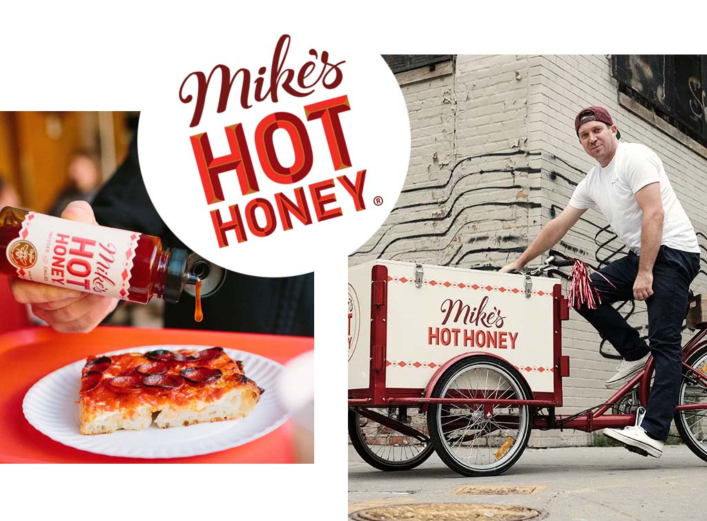 Collage of Mike's Hot Honey imagery.