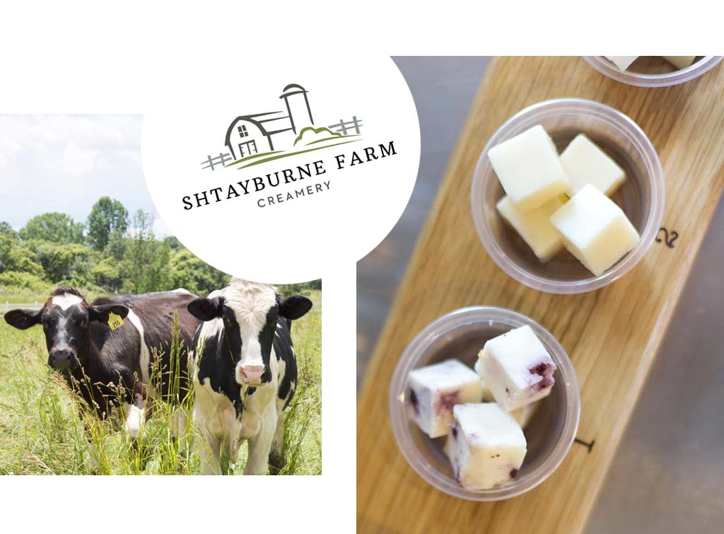 Collage of Shtayburne Farm Creamery imagery.