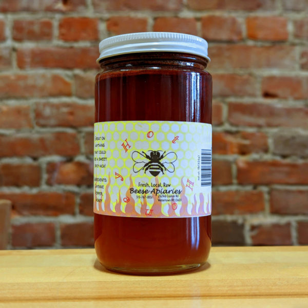 A jar of Beese Apiaries hot honey.