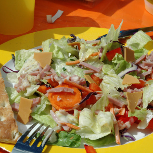 A salad with gjetost.