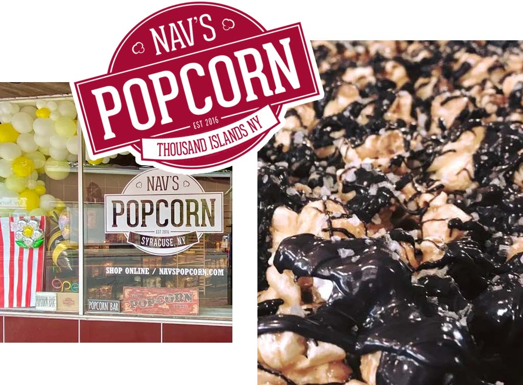 Collage of Nav's Popcorn imagery.