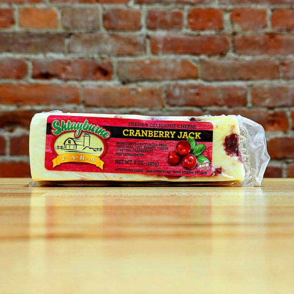 Front view of Cranberry Jack cheese.