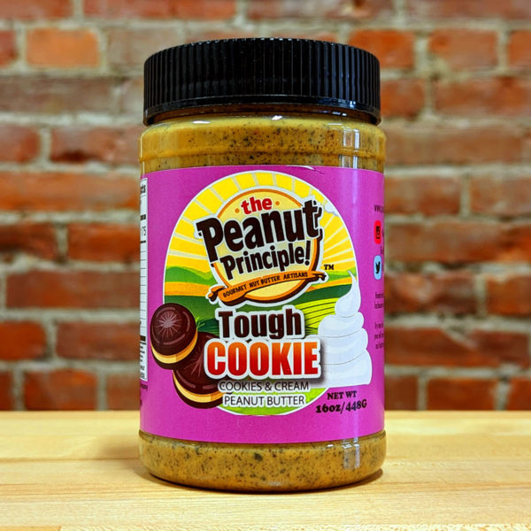 A jar of "Tough Cookie" peanut butter.