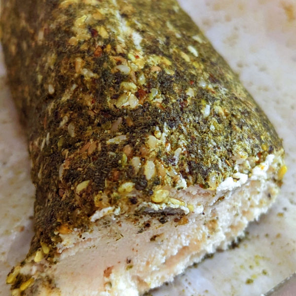 A closeup of Bandit Garlic Za'atar, unwrapped.