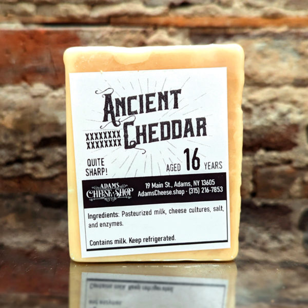 A half-pound block of 16X Ancient Cheddar.