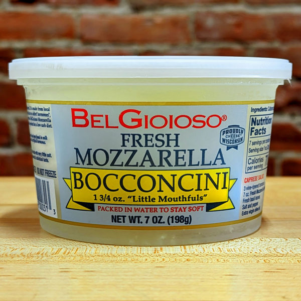 Front view of a tub of BelGioioso Fresh Mozzarella Bocconcini.