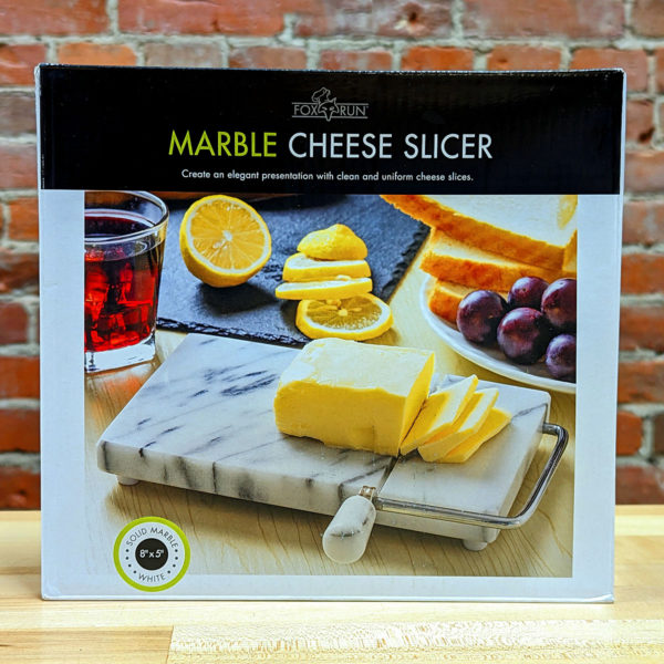 Front of the White Marble Cheese Slicer box.