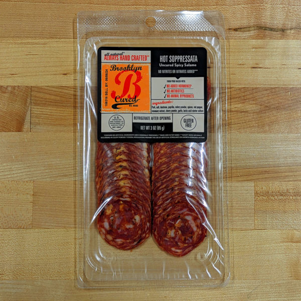 Uncured Hot Soppressata, Sliced (3 oz.) - Brooklyn Cured