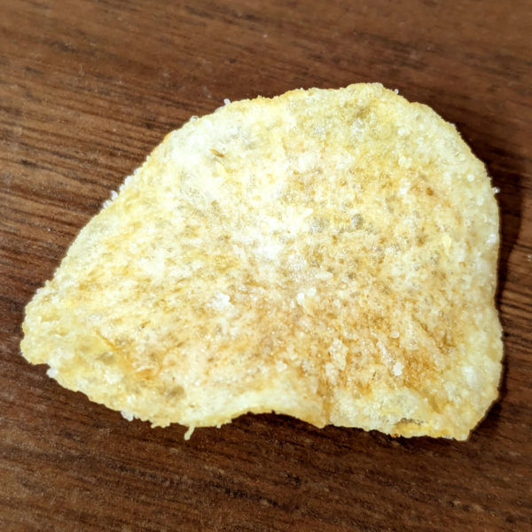 Closeup of a Route 11 Salt and Vinegar potato chip.