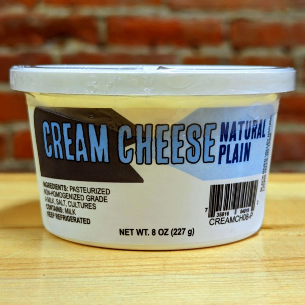 A tub of Plain Cream Cheese.