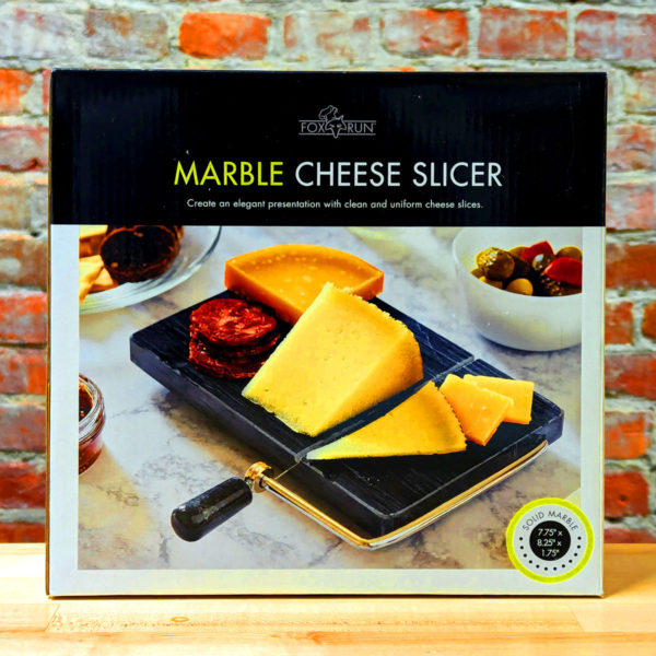 Front of the Black Marble Cheese Slicer box.