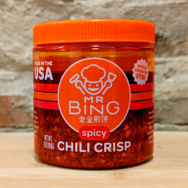 A jar of Mr. Bing Spicy Chili Crisp.