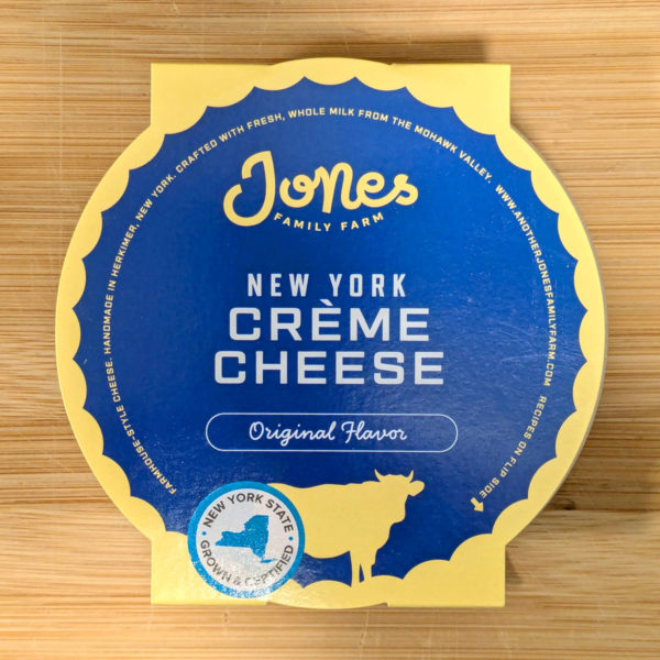 Top-view of a package of New York Creme Cheese.