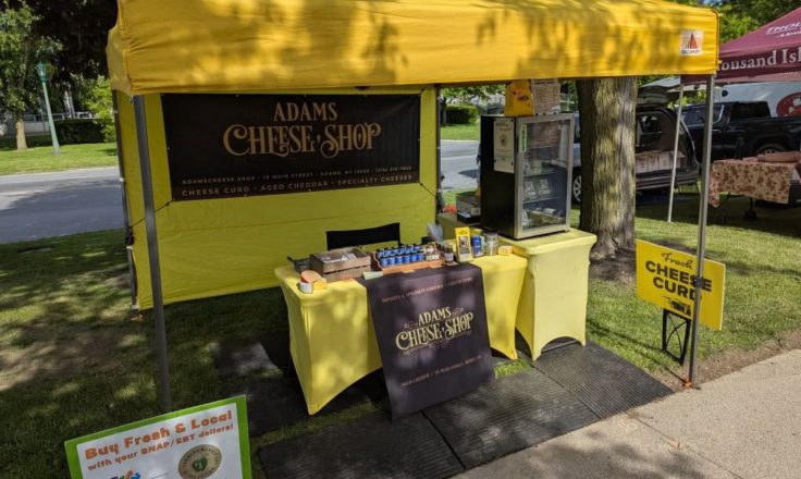 The Adams Cheese Shop tent, set up at the Watertown Farm and Craft Market.