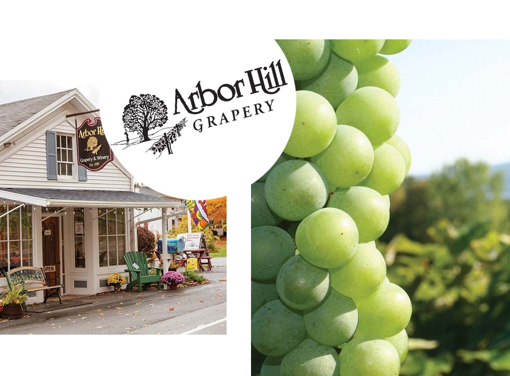 Collage of Arbor Hill Grapery imagery.