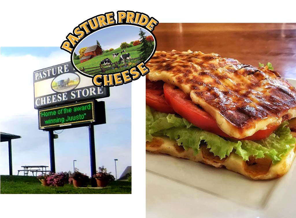 Collage of Pasture Pride Cheese imagery.