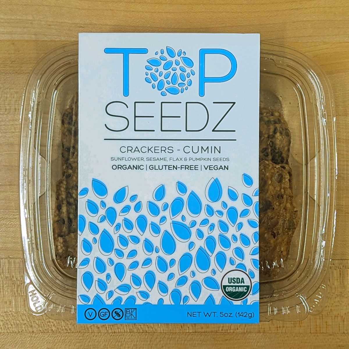 A package of Top Seedz Cumin Crackers.