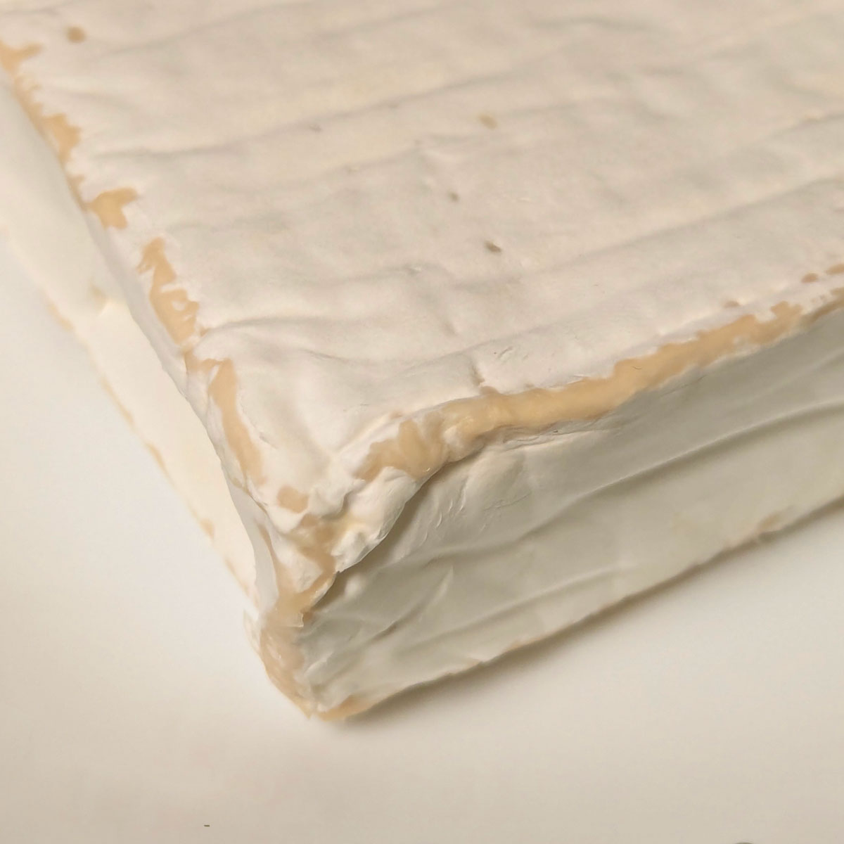 Closeup of a block of Hudson Valley Camembert.