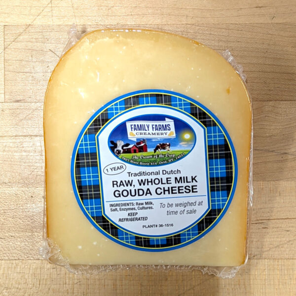A wedge of 1-year aged Gouda.